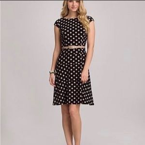 Jones Studio Black with Tan Polka
Dot Dress Cap Sleeves Size 8